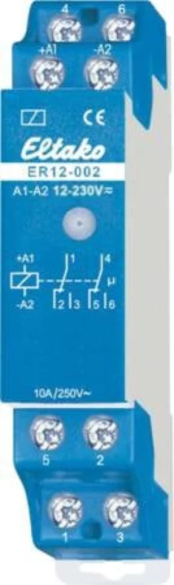 Eltako Kontaktor/relæ 2 skifter, 16A 12-230V AC/DC