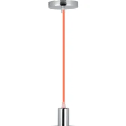 E27 pendelophæng, krom med orange ledning, Ø3,6 cm, IP20