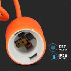 E27 pendelophæng, orange silikone, 60W, 1 meter, IP20