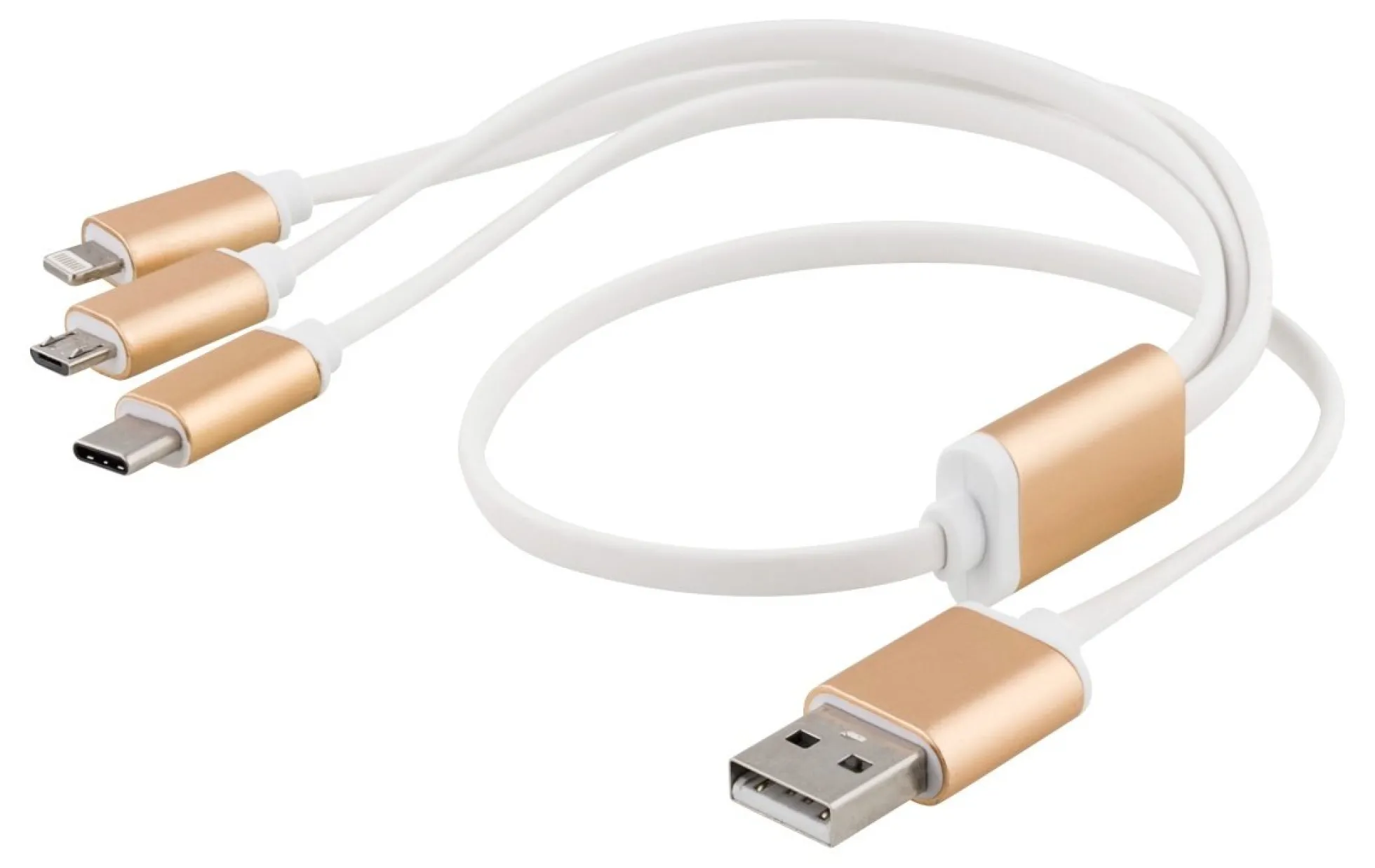 EPZI Multi-Charger, USB-C, Lightning, Micro USB, USB-A, 50cm, hvid