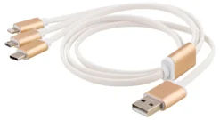EPZI Multi-Charger, USB-C, Lightning, Micro USB, USB-A, 1m, hvid