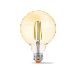 E27 7W dæmpbar LED pære, G95, Amber glas, Filament, Erstat 53W, 2200K