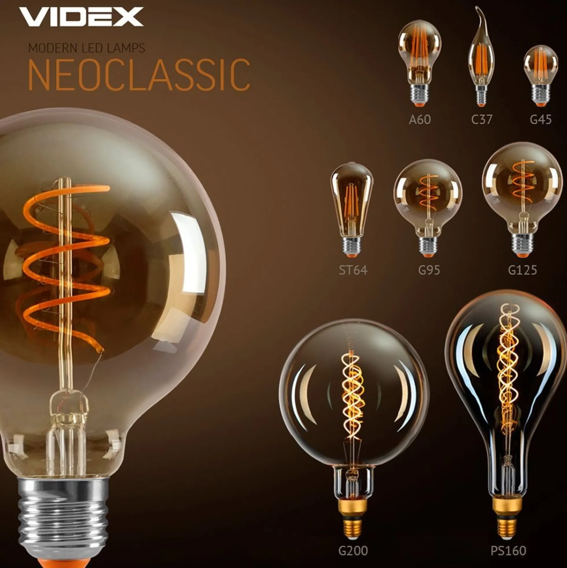 E27 8W dæmpbar LED pære, spiral amber, 500lm, 360°, G200, RA80, erstat 42W, 2200K