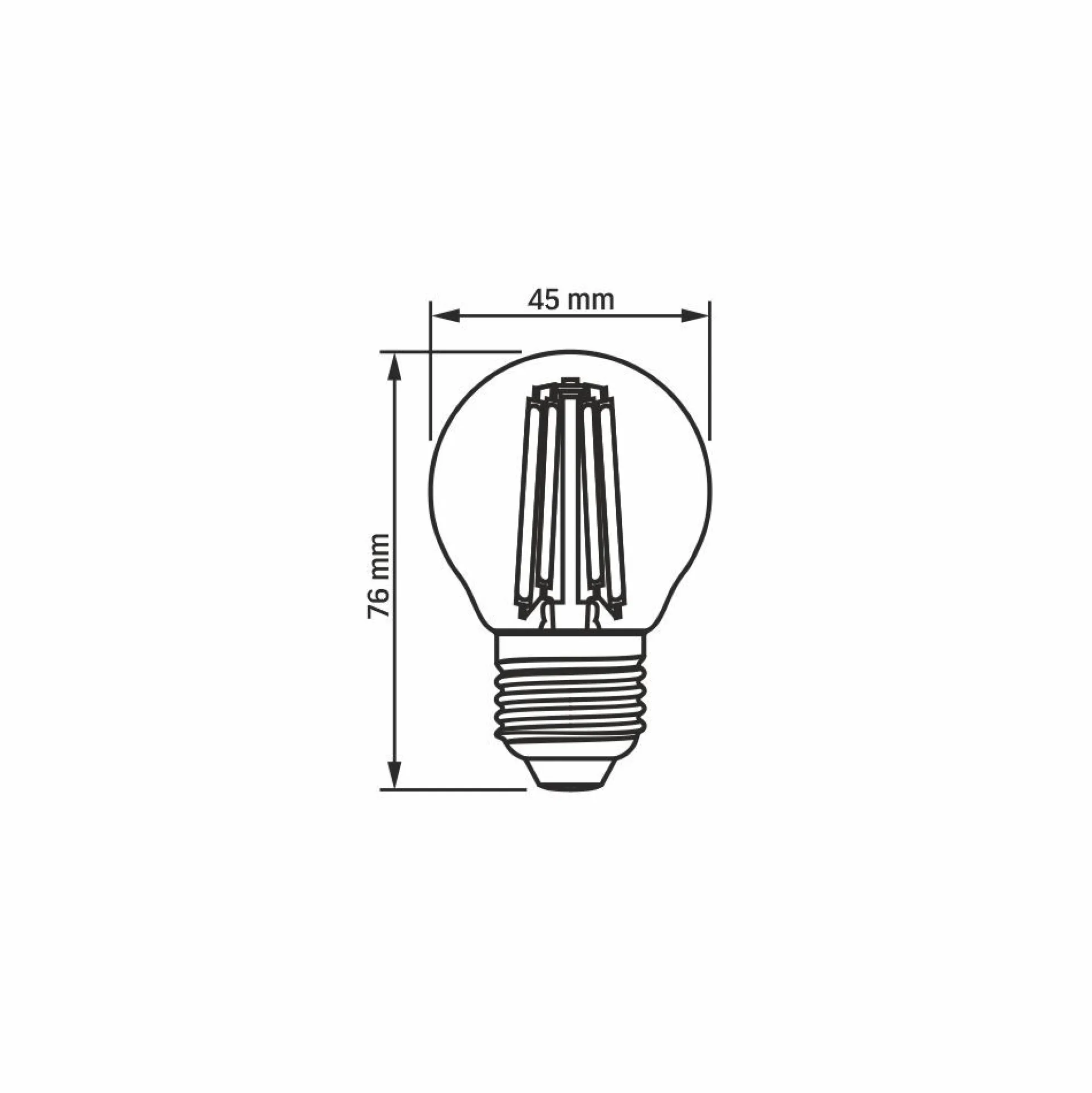 E27 6W LED filament kronepære, G45, Amber glas, 360 grader, 750lm, 2200K