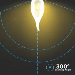 E14 4W LED flammepære, kultråd, varm hvid, 400 lumen, 2700K
