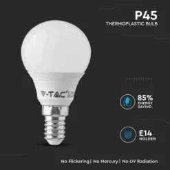 E14 5,5W LED pære - P45, Samsung LED chip, 3000K, 470 lumen, 180° spredning - V-Tac