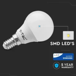E14 5,5W LED pære - P45, Samsung LED chip, 3000K, 470 lumen, 180° spredning - V-Tac
