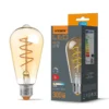 E27 4W LED pære, ST64, spiral filament, amber glas, flicker free, Dæmpbar, 2200K (udgået)