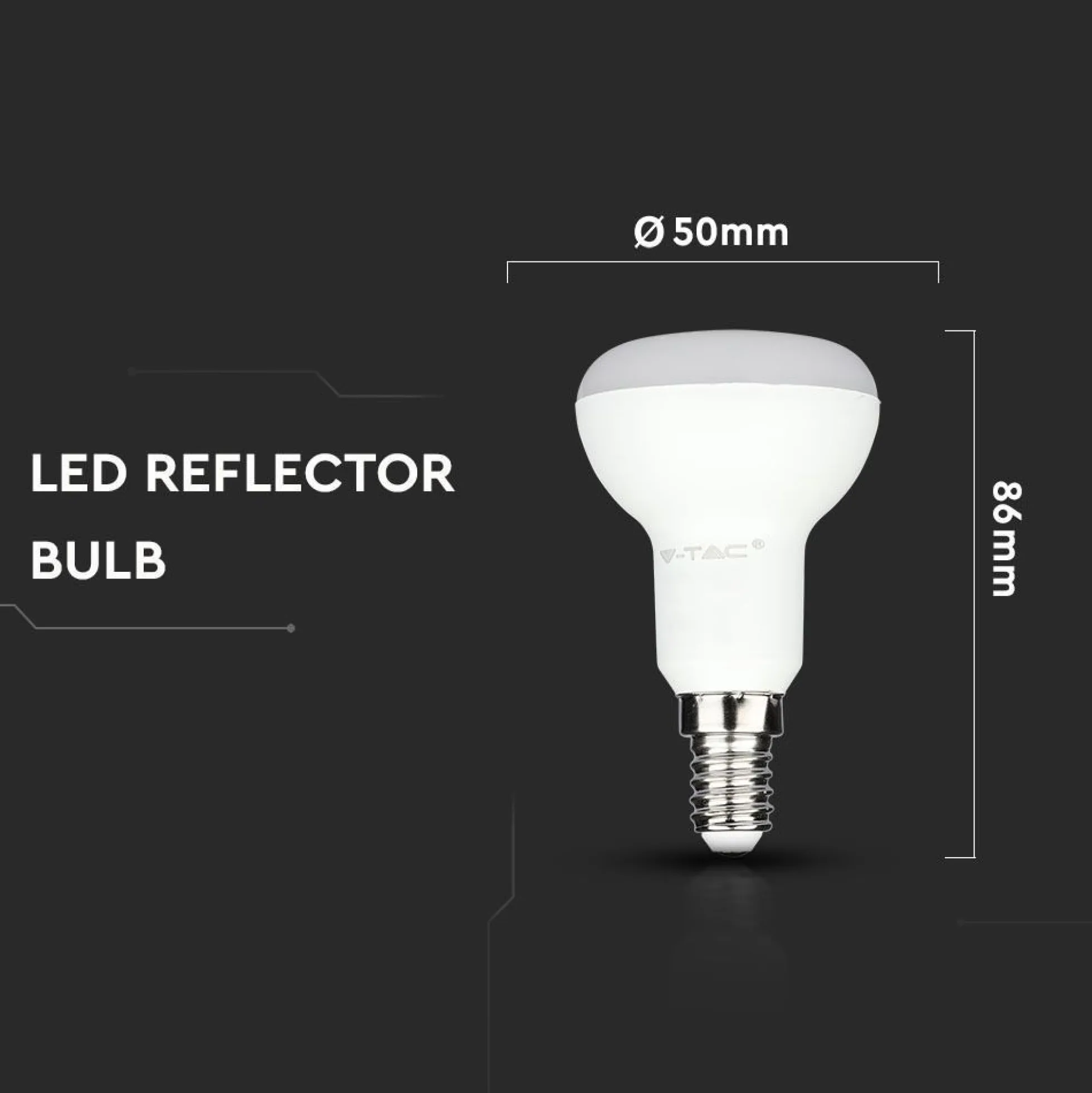 E14 6W LED spotpære, R50, Samsung LED chip, V-Tac, 3000K