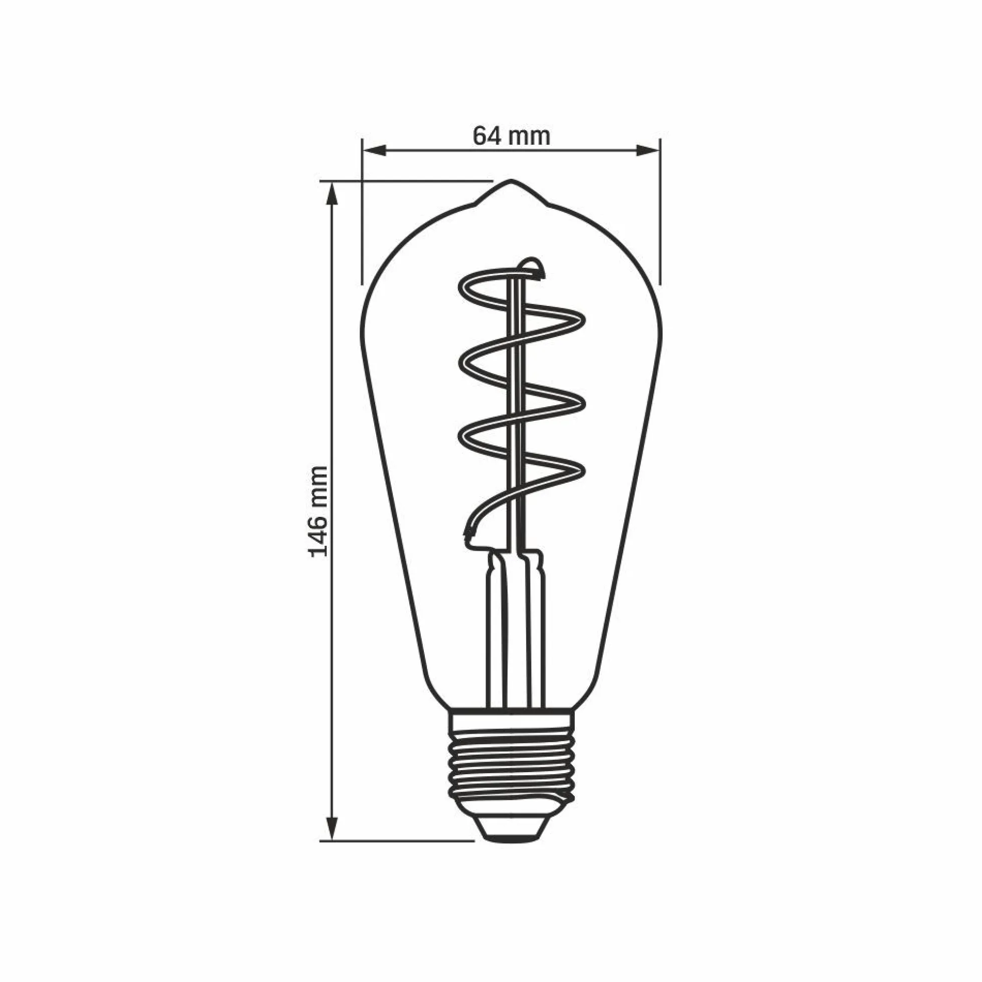 E27 4W ST64 filament LED pære, grafit glas, 100 lumen, dæmpbar, flicker free, 1800-2100K