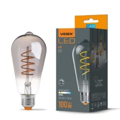 E27 4W ST64 filament LED pære, grafit glas, 100 lumen, dæmpbar, flicker free, 1800-2100K
