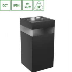 Facadelampe Torre Ring, udendørs LED, firkantet, 9W, 700lm, 230V, IP54 - Torre Ring