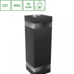 Facadelampe Torre Ring, udendørs LED, firkantet, 18W, CCT, 230V, IP54, sort