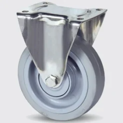 Fast hjul, grå elastisk gummi, Ø160 mm, 300 kg, DIN-kugleleje, rustfri