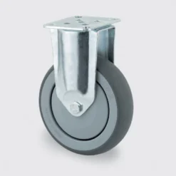 Fast hjul, gummi, Ø100 mm, 100 kg, DIN-kugleleje, med plade, byggehøjde 135 mm, driftstemperatur -20°/+