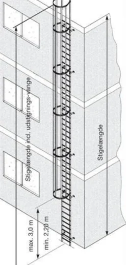 Fast stige i aluminium, 1,96 meter