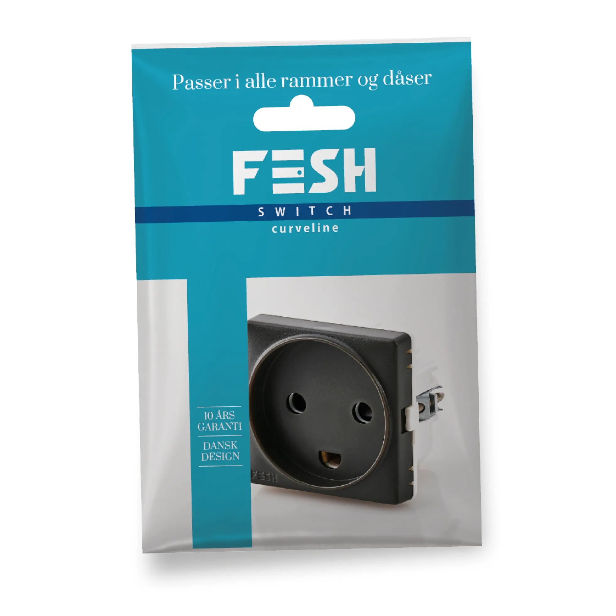 FESH SWITCH Curveline stikkontakt med jord, 1 modul
