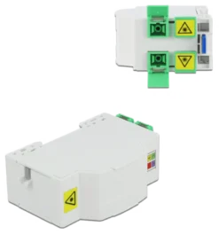 Fiberforbindelsesboks, DIN-skinne, 4xSC Simplex, LC Duplex