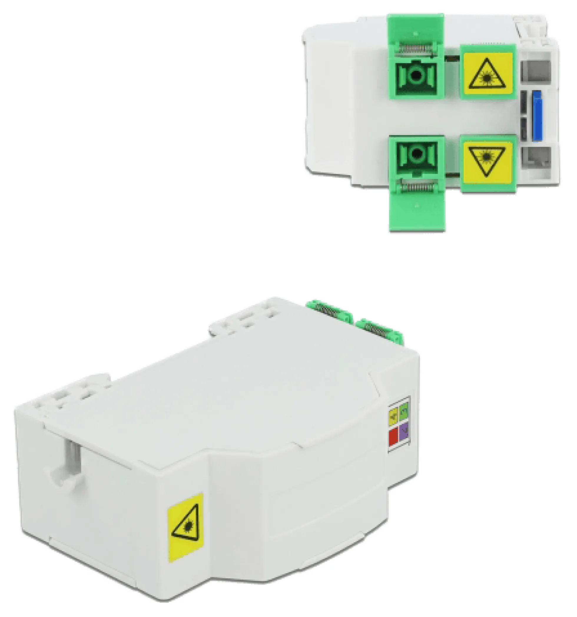 Fiberforbindelsesboks, DIN-skinne, 4xSC Simplex, LC Duplex