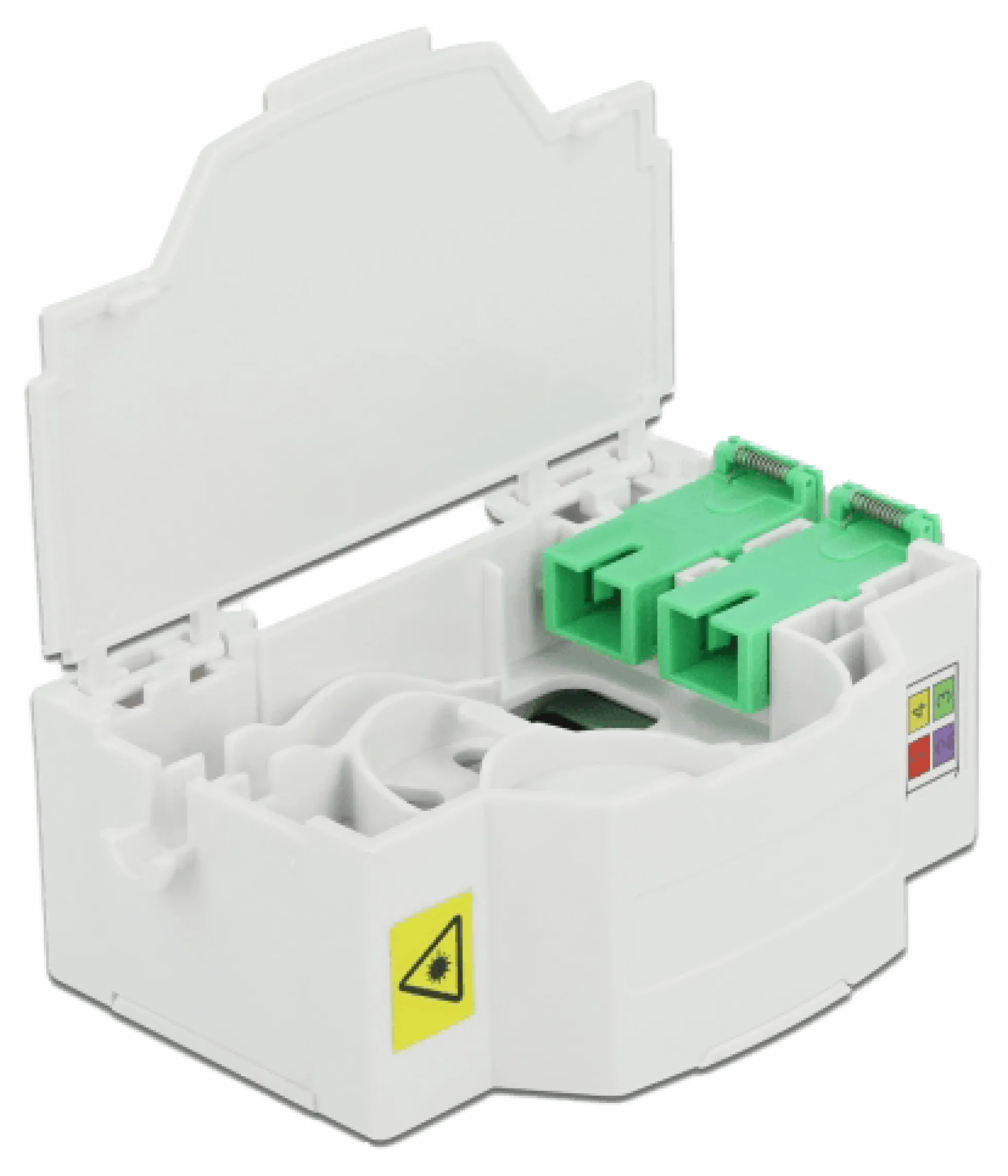 Fiberforbindelsesboks, DIN-skinne, 4xSC Simplex, LC Duplex