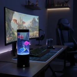 Fiskelampe RGB, bordlampe, 23 cm høj, Ø9 cm