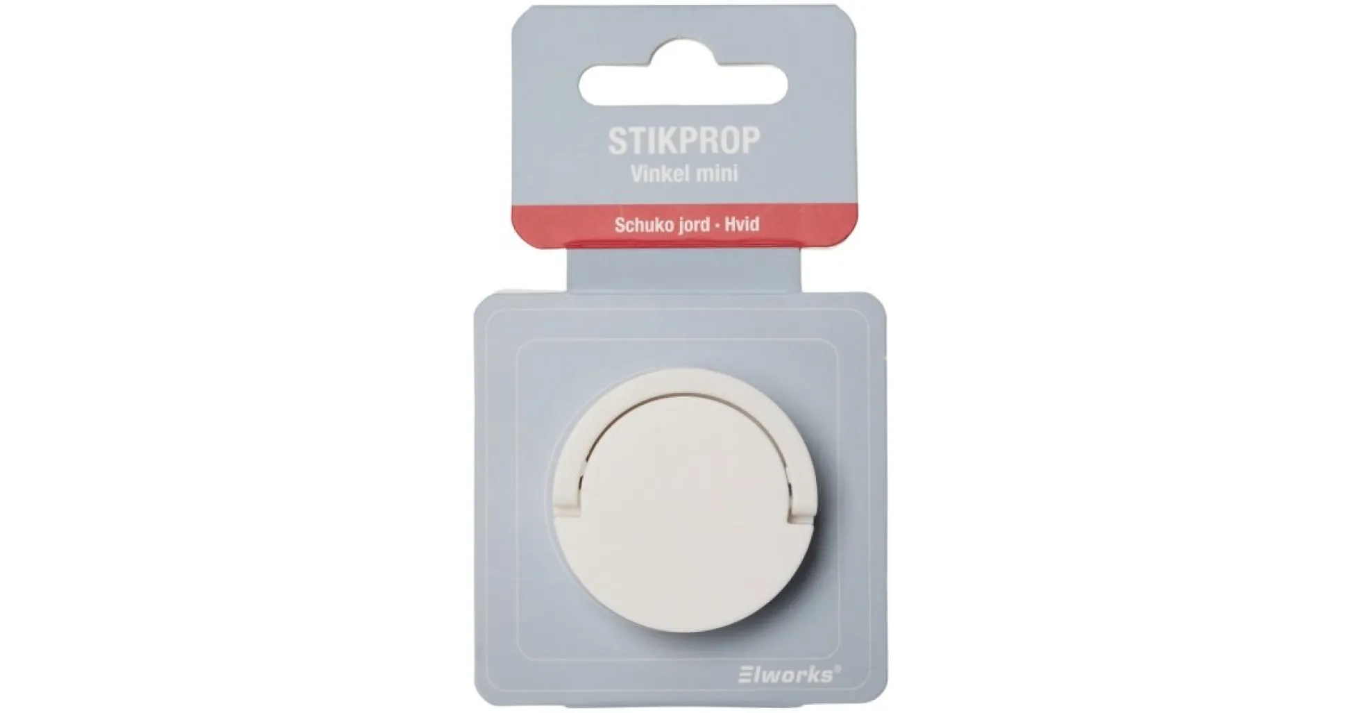 Flad stikprop vinkel, schuko mini, hvid - Elworks