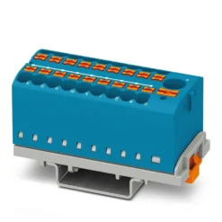 Fordelerblok ptfix 6/18x2,5-ns35 bu, 690 v, 24 a, 19 tilslutninger, blå