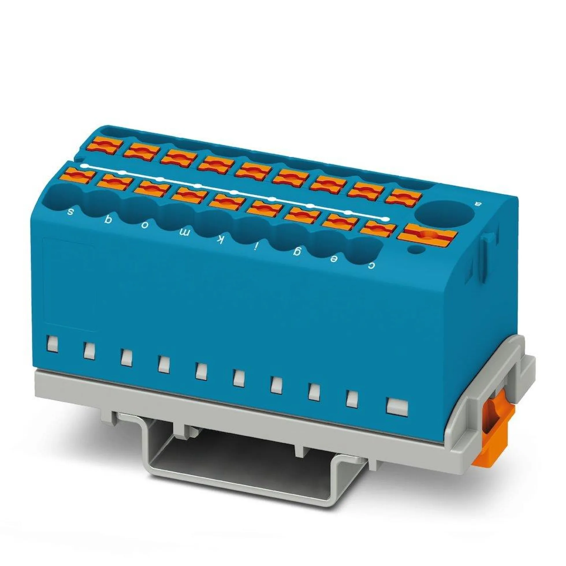 Fordelerblok ptfix 6/18x2,5-ns35 bu, 690 v, 24 a, 19 tilslutninger, blå