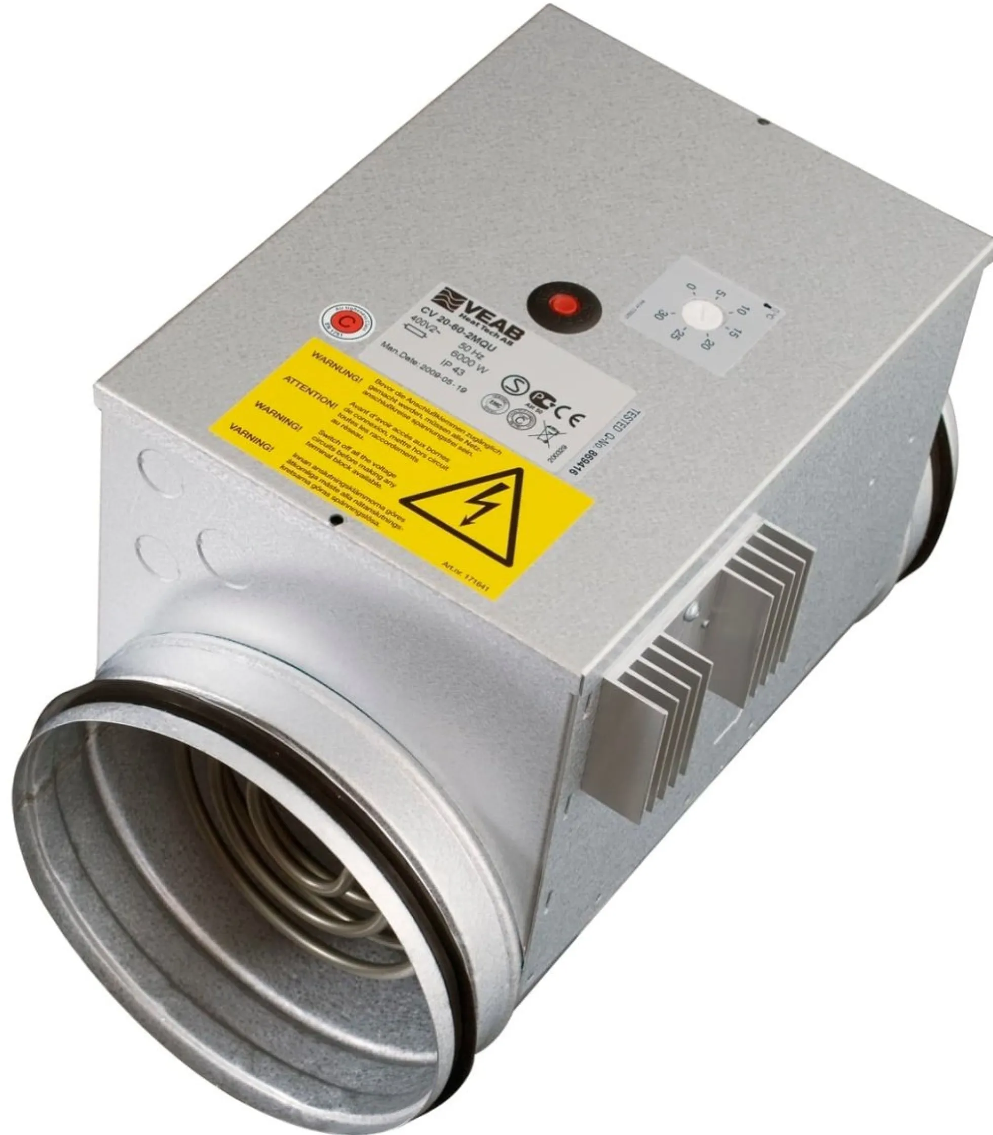 Ø160 For/eftervarmeflade stand alone 1200W