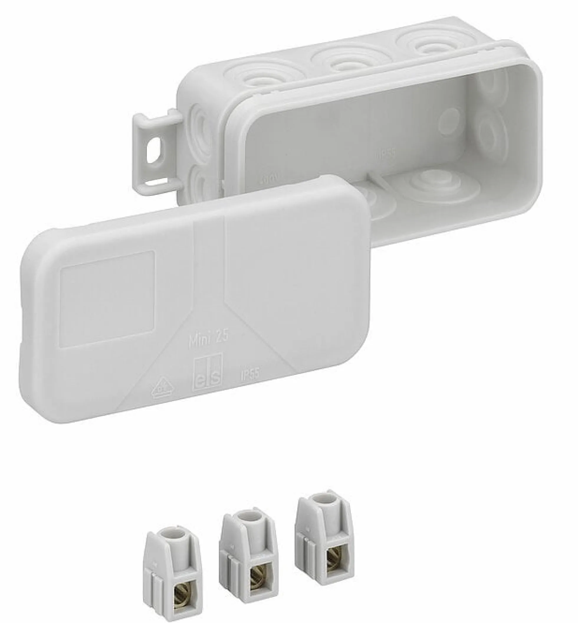 Forgreningsdåse 89x43 mm, grå, IP55, halogenfri, MINI 25 - Spelsberg