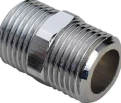 Forkromet messing brystnippel, ½" x ½"