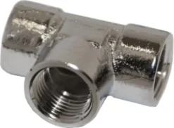 Forkromet messing tee med muffer