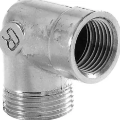Forkromet messing vinkel 90° m. muffe/nippel – Isiflo