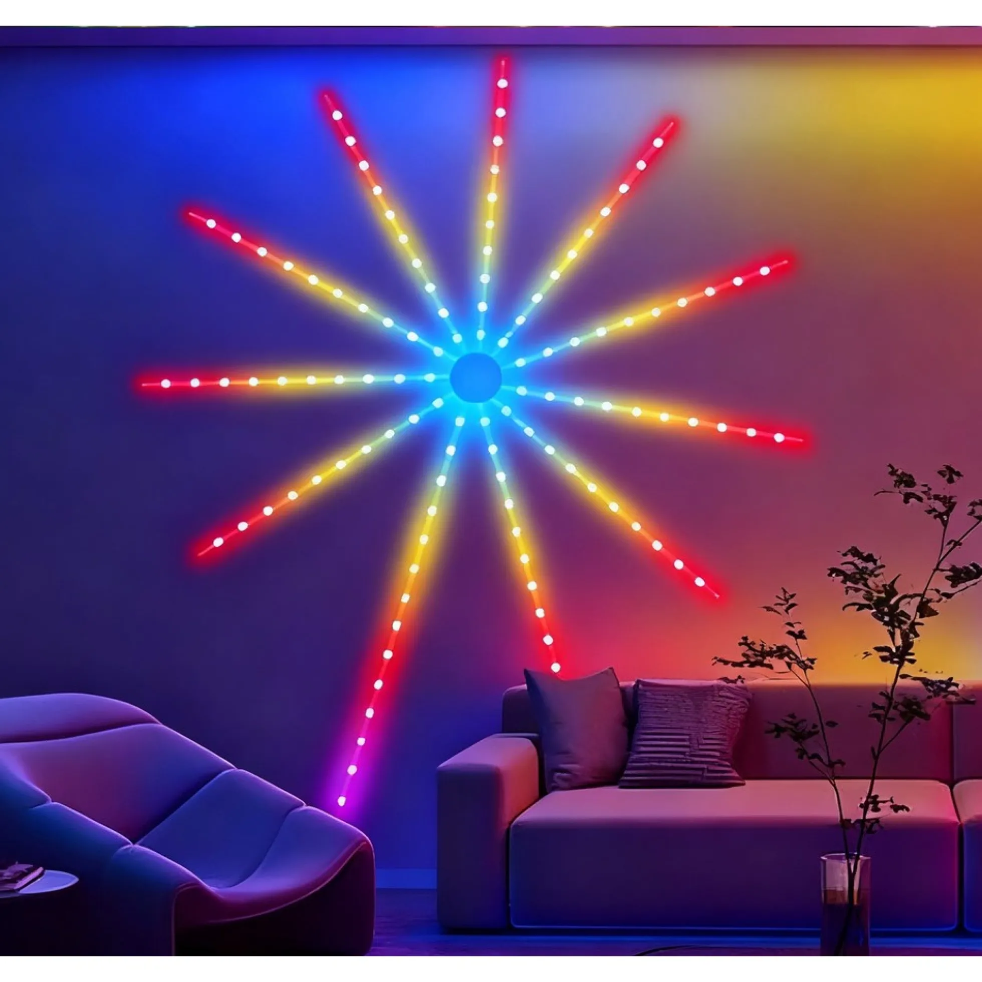 Fyrværkeri LED strip, 5V USB, bluetooth app styring