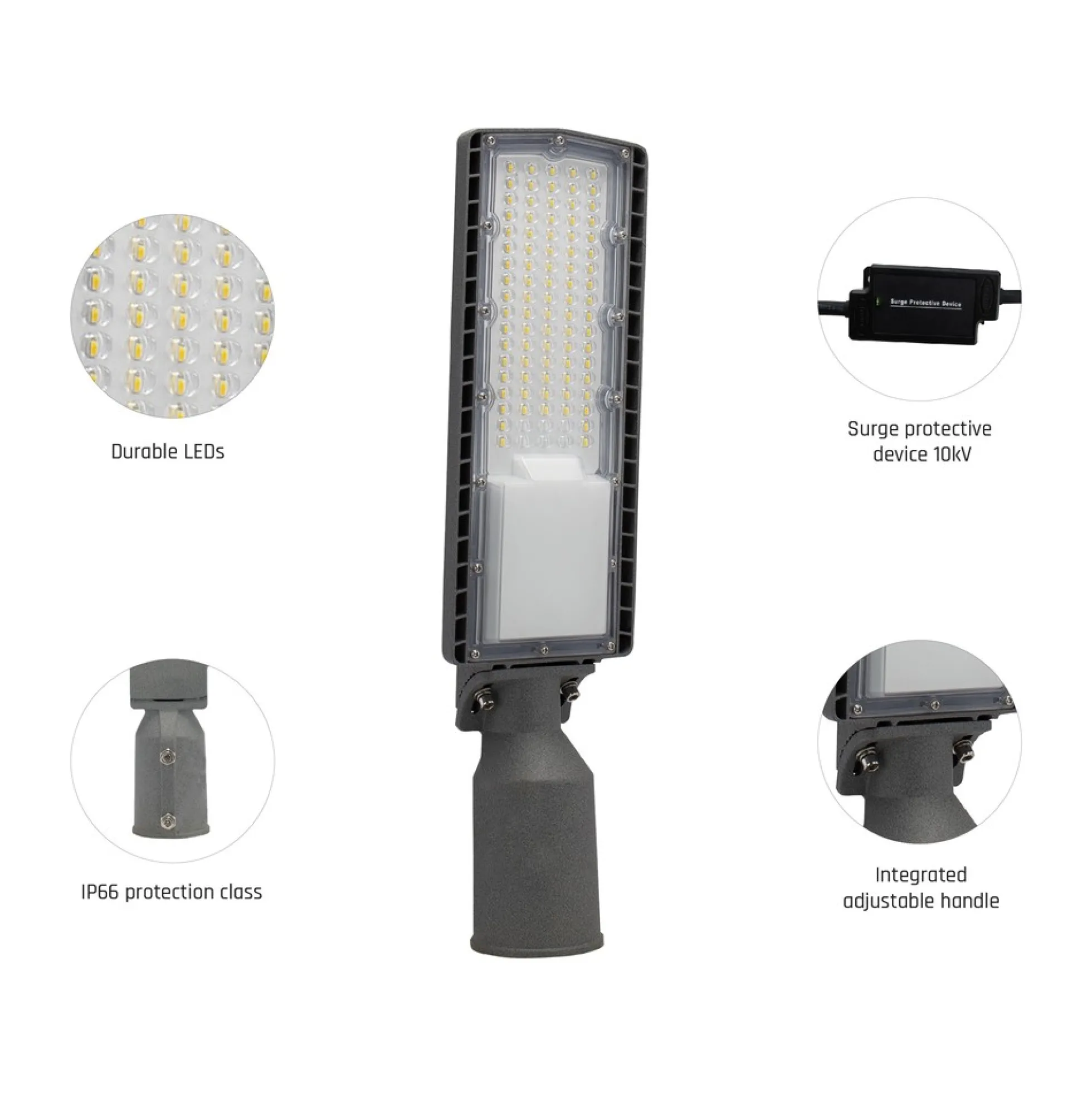 Gadelygte Spectrum LED, 100W, Ø60mm, IP66, 14600lm, 4000K, RA70, aluminium (restsalg)