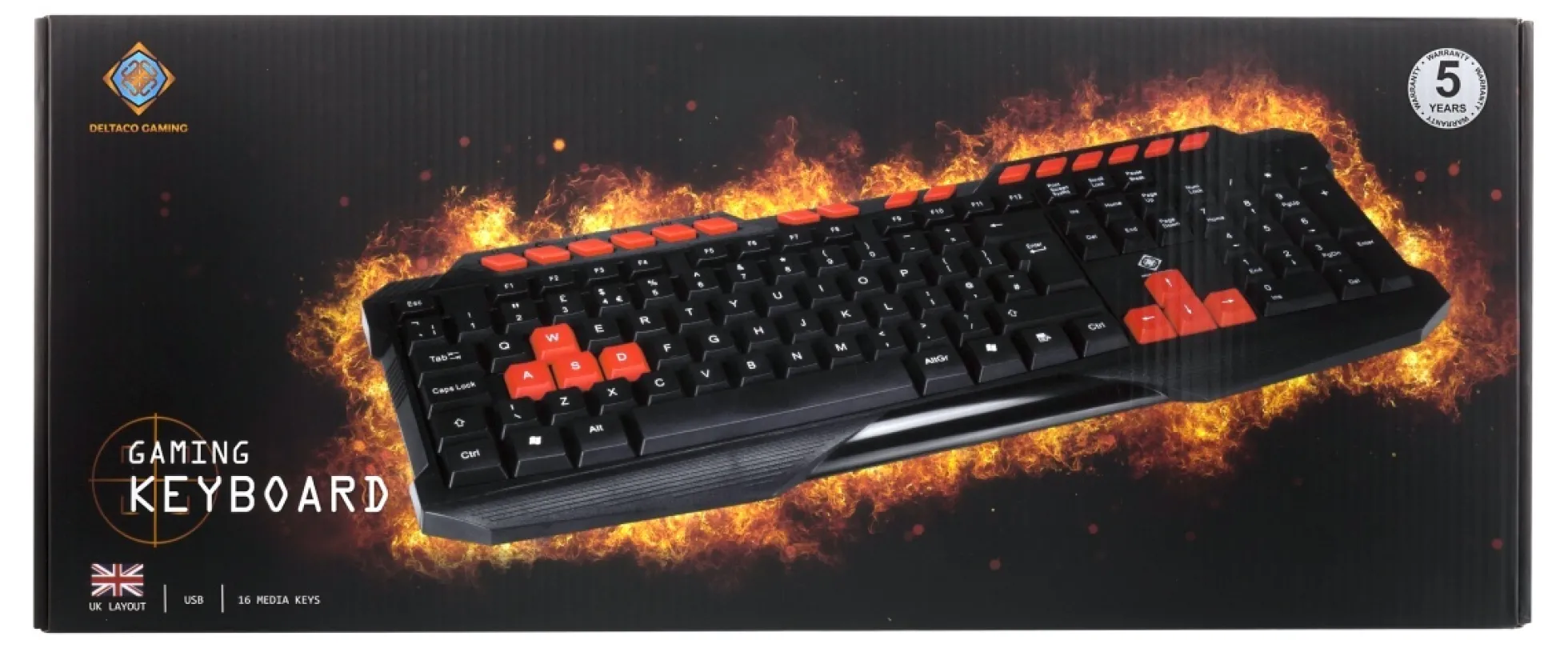 GAMING tastatur, anti-ghosting UK layout, DELTACO