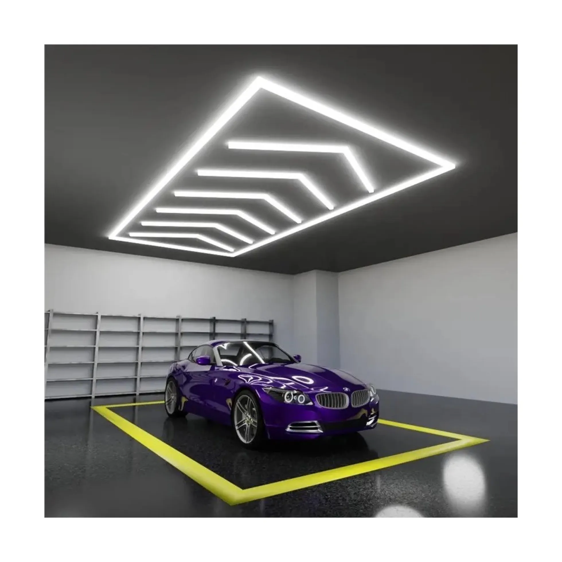 Garage lysgitter LED, ramme + retningspile, komplet sæt, 384W, RA95, 5000K, 38000 lumen, 230V