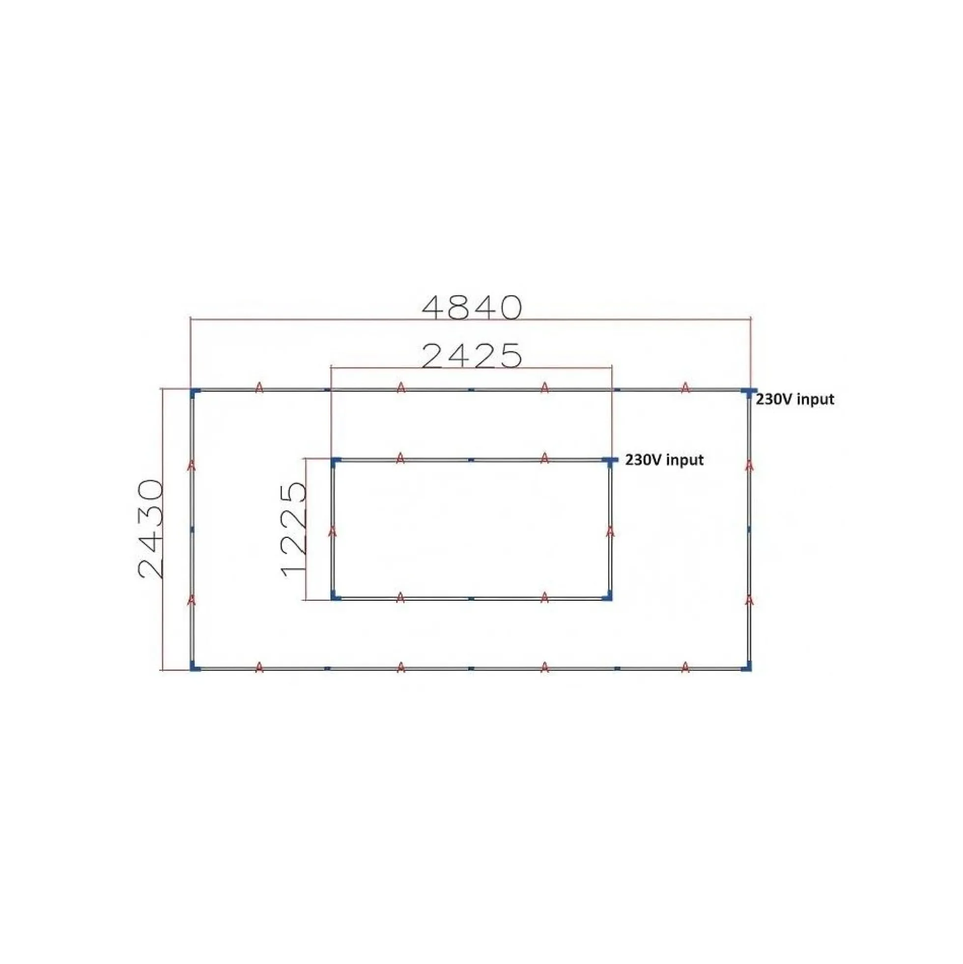 Garage lysgitter LED, 2 rammer, komplet sæt, 288W, RA95, 5000K, 28550 lm, 230V