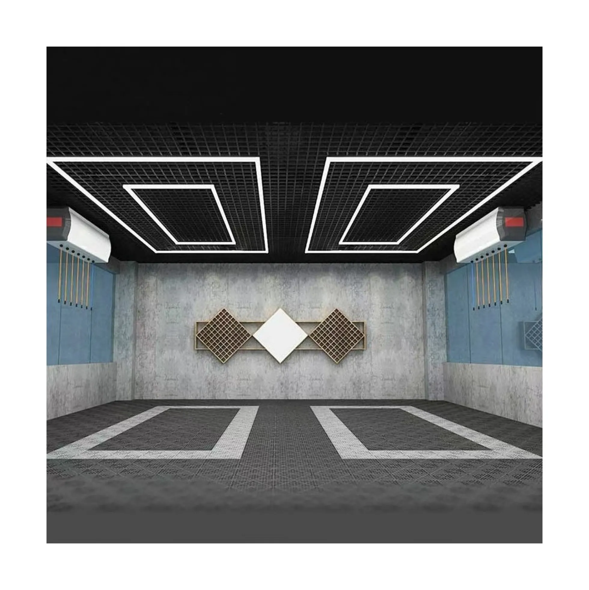 Garage lysgitter LED, 2 rammer, komplet sæt, 288W, RA95, 5000K, 28550 lm, 230V