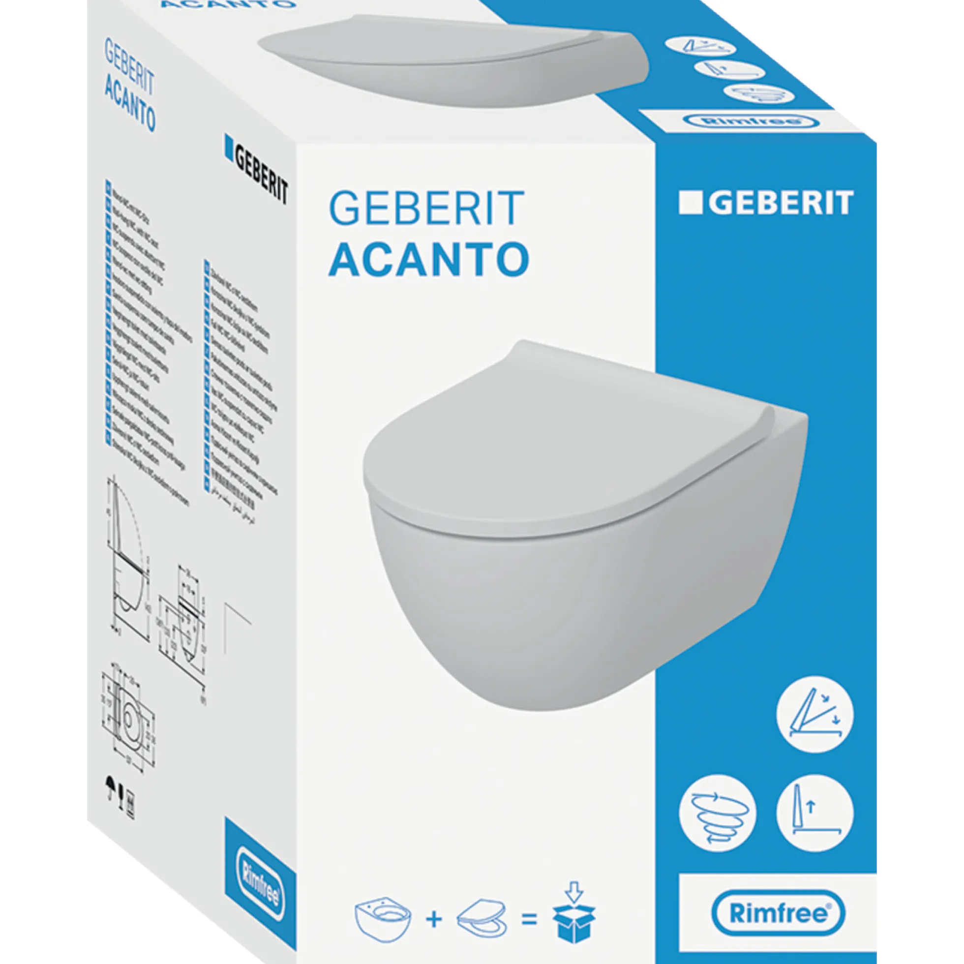 Geberit Acanto væghængt toilet, TurboFlush, KeraTect, inkl. softclose sæde
