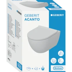 Geberit Acanto væghængt toilet med sæde, uden skyllekant, Turboflush, Soft-Close