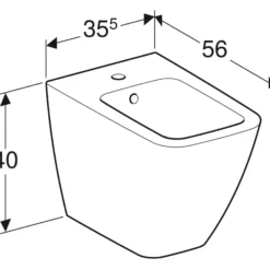 Geberit iCon Square bidet, 355x560x400mm, hanehul midt, uden armatur, porcelæn KeraTect