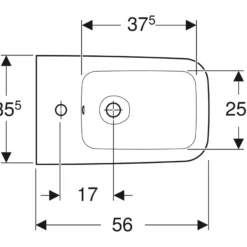 Geberit iCon Square bidet, 355x560x400mm, hanehul midt, uden armatur, porcelæn, hvid