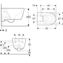 Geberit iCon væghængt toilet, skjult montering, Rimfree
