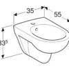 Geberit Renova hængebidet, 350x550x335mm, midtstillet hanehul, uden armatur, porcelæn, hvid