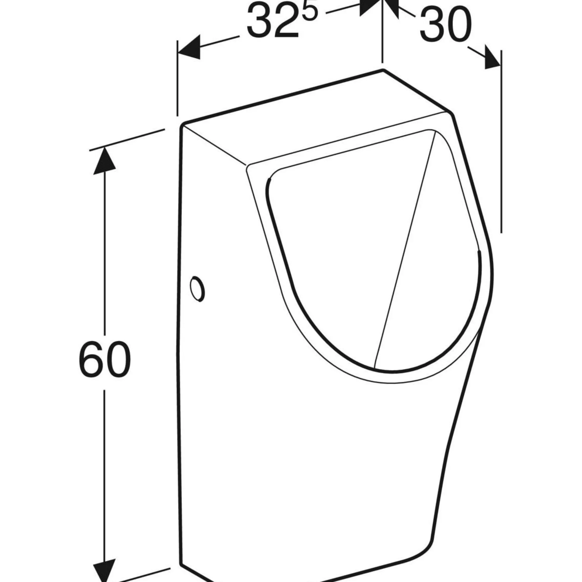 Geberit Renova Plan urinal, 325x300x600mm, vandfri, skjult afgang, porcelæn, hvid