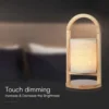 Genopladelig LED bordlampe med touch-dæmpning, 3000K, beige, træhåndtag