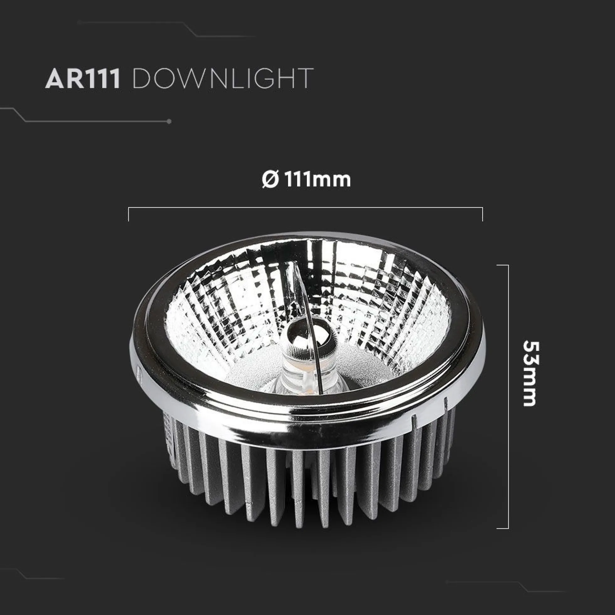 G53 LED spot, 20W, varm hvid, 230V, AR111 - V-Tac