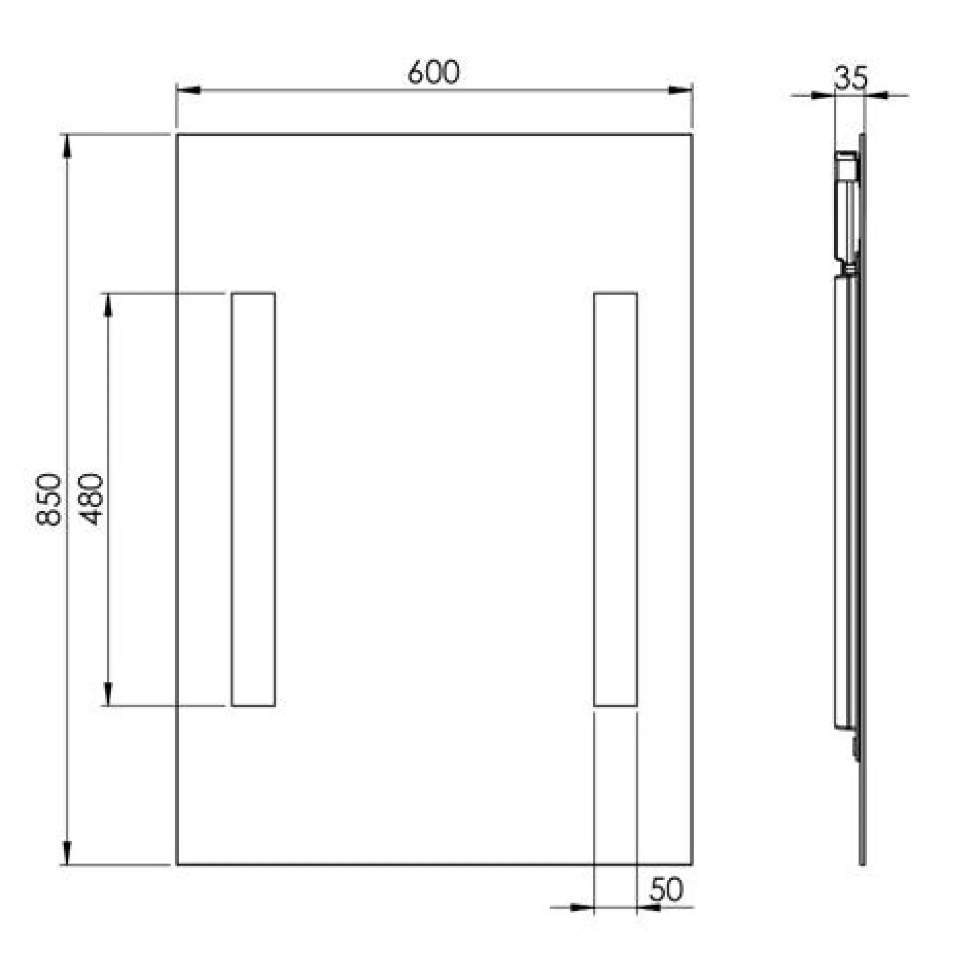 Godhavn spejl med LED lys, 600 x 850 mm