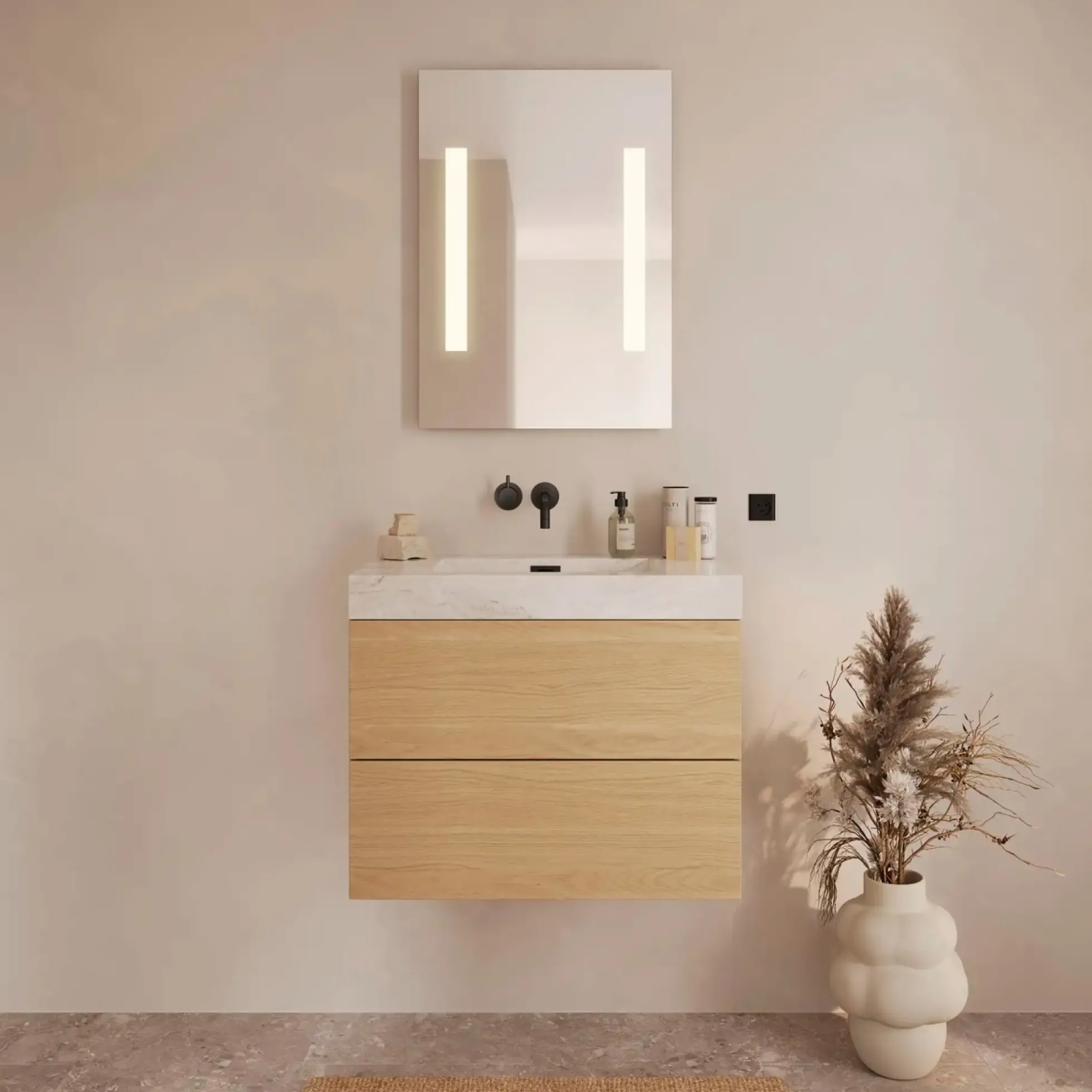 Godhavn spejl med LED lys, 600 x 850 mm